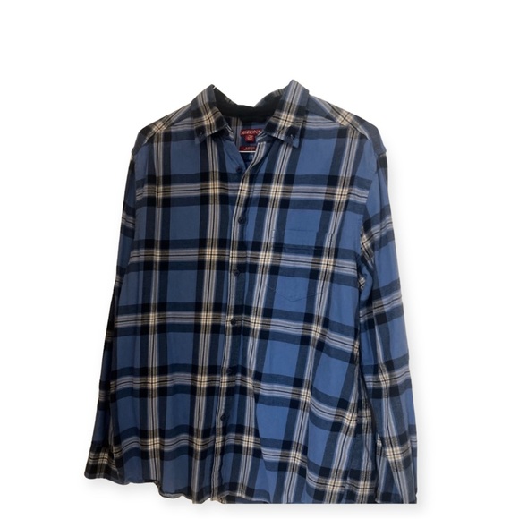 Sale‼️Merona Flannel   button down Blue Shirt by -Size Large-Preowned - Picture 3 of 14